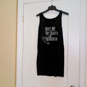 Black Graphic Tank Top Boots And Bourbon Tank Dress Size Medium